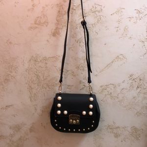 Frank Lyman black with pearls purse